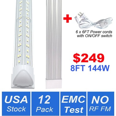 12 Pack Super Bright Led Shop Light 8Ft Garage 6500K Daylight 144W Blocking Rf