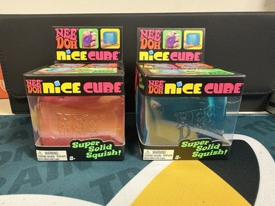 Schylling Nee Doh Nice Cube Lot of 2 Super Solid Squish Toys Blue & Pink