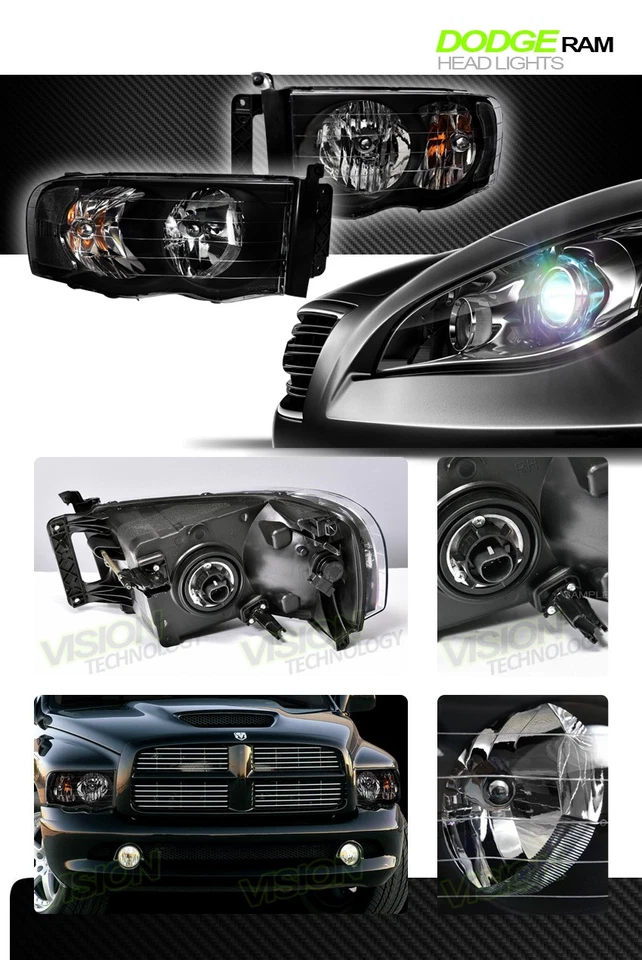 Faros negros europeos para camioneta Dodge Ram 02 03-05 luces de señal de giro de estacionamiento NB Foto 2 de 2