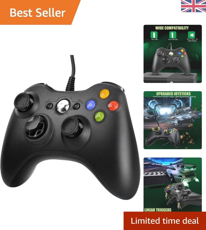 Xbox 360 & PC USB Gaming Controller - Dual Shock, Ergonomic & Responsive