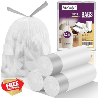 heihaily 1.2 gal white trash bags 60 count