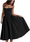 Robe Longue d'Été pour Femme à Bretelles Spaghetti Noire Coupe Trapèze Vintage a