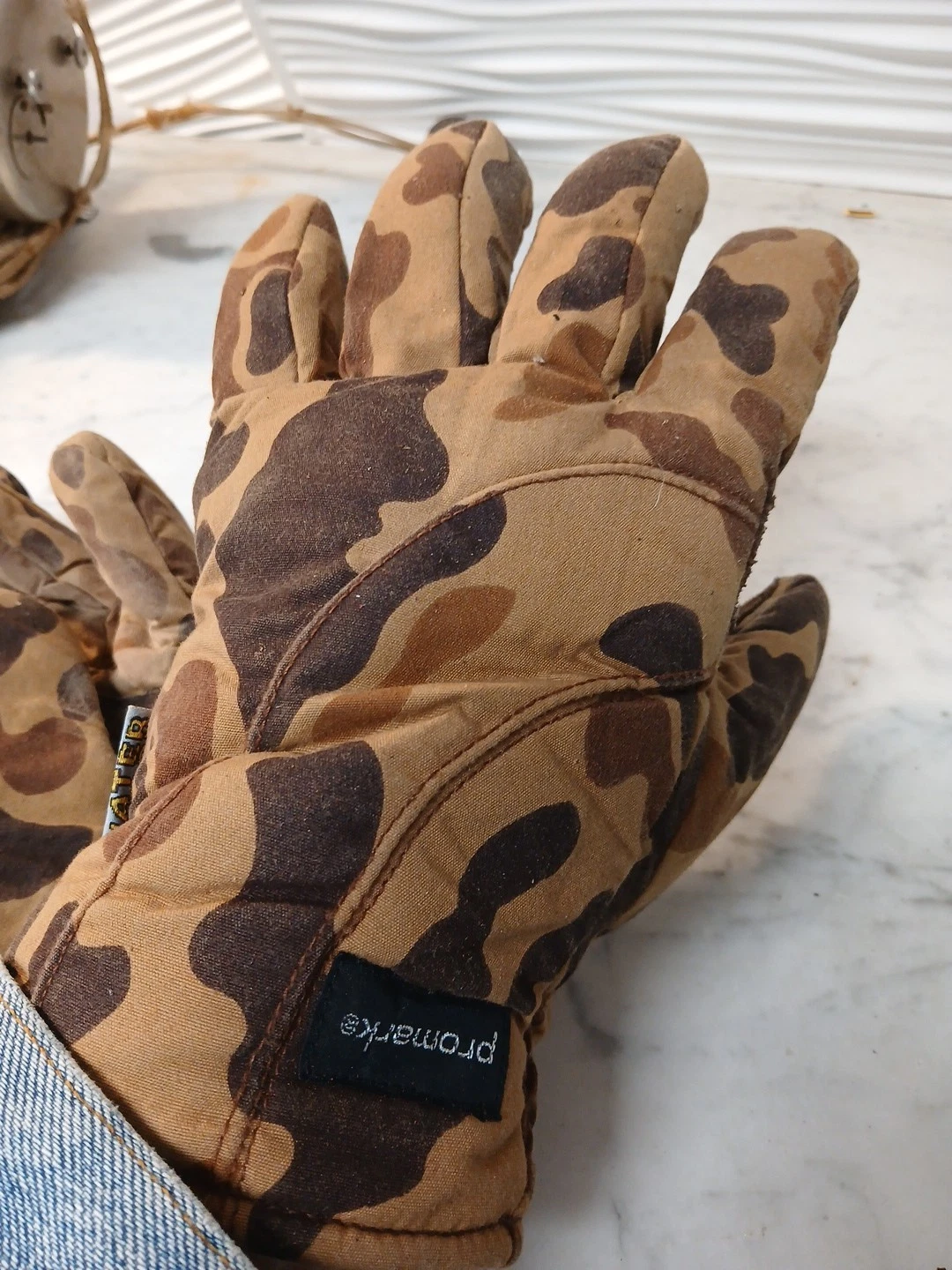 VTG Promark Grips Gloves Men Sz M Woodland Duck Camo Insulated Wells Lamont