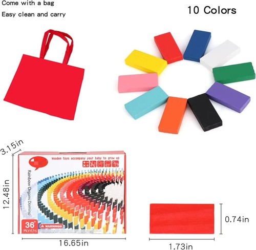 1000 Stck. Holz Domino Blöcke für Kinder, Montessori MINT Lernen & Rennspiel Set - Bild 8 von 8