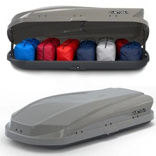 14 Cu. Ft. Rooftop Cargo Box Luggage Carrier w/ Keys, Dual Opening, Gray