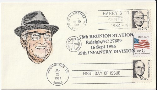 1984 Harry S Truman Slogan Cancel Infantry Reunion Limited #49 Of Less Than 500 - Picture 1 of 2