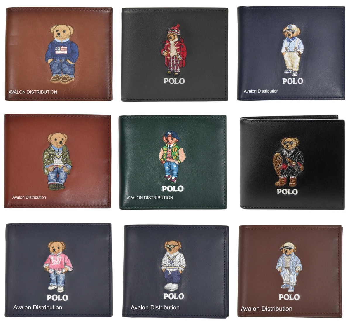 Polo Ralph Lauren Leather Collegiate Preppy Holiday Bear Bifold