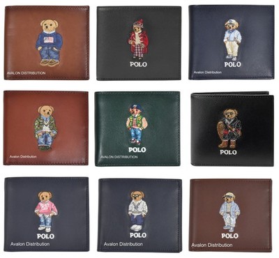 Polo Ralph Lauren Leather Collegiate Preppy Holiday Bear Bifold