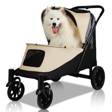 Dog Stroller for Medium/Large Dogs One-Click Folding 4 Wheel Pet Foldable Dog...