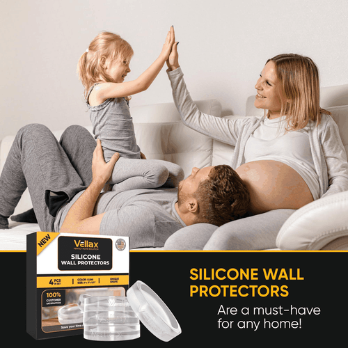 Protectores de pared 4 piezas de perilla de goma transparente autoadhesiva protector parachoques de puerta - Imagen 6 de 8