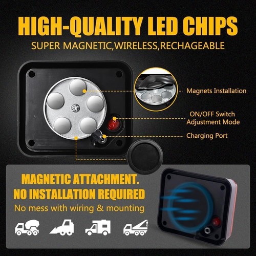 Luces magnéticas para remolque 2 piezas luces de baliza luces inalámbricas para remolque rojas - Imagen 5 de 9