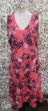 Banana Republic Dress Womens Size 6 Floral Sleeveless Ruffle Hem Zip Coral