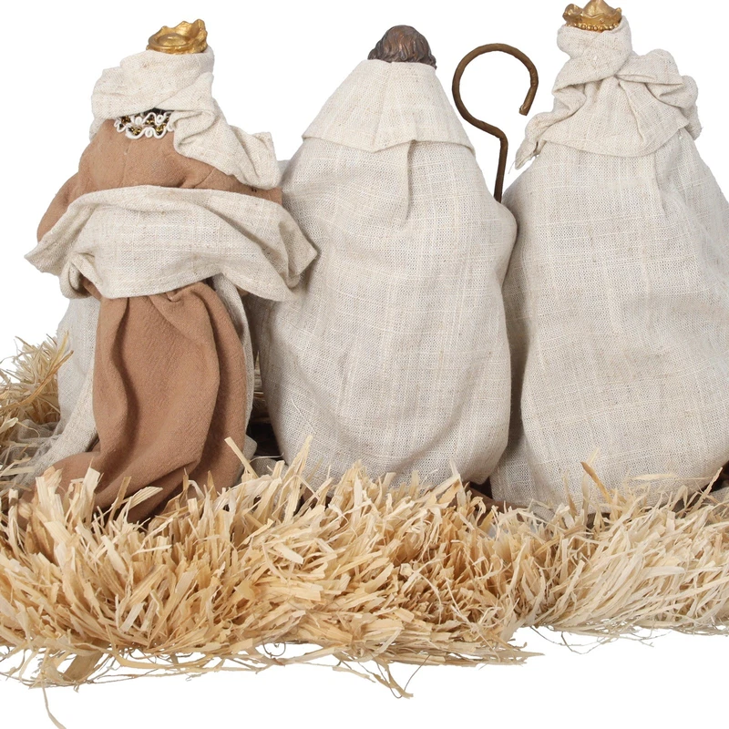 Natività Decorativa Natalizia con Luci LED Statuine Presepe Resina Stile, fotografia 7 di 9
