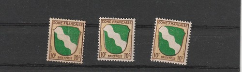 Französische Zone, 10 Pfg, Michel 5, postfrisch, 3 x