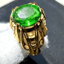 Green Emerald Gemstone Ring For Men's With 925 Sterling Silver Oval Cut Ring