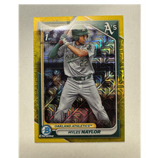 Topps 2024 Bowman Chrome Yellow Lunar Refractor /75 Myles Naylor Athletics