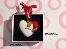Pandora White Heart With Red Santa Hat Christmas Tree Ornament 2025 🎄