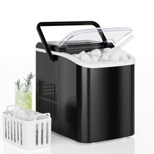 Countertop Ice Maker with Handle, 26lbs/24H Portable Ice Machine, 9 Bullet Ic...