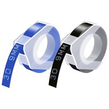 2PK Black Blue for Dymo Xpress Label Makers 3D Plastic Embossing Tapes 3/8" 9MM