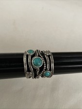 Sterling Turquoise Ring Israel Size 7.5 Signed 