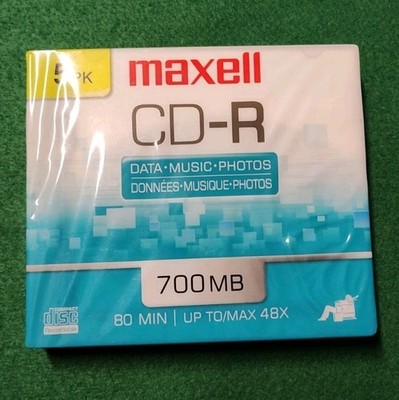 Maxell CD-R Blank Maxdata 80 Min each CDs, 48x max. 700mb  5 Pk - NEW SEALED