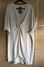 Bella Best Paris One Size 10 12 14 16 Lagenlook Stone Twist Front Tunic Dress G2