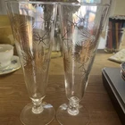 Set Of 2 Vintage Atomic Starburst Pilsner Glasses Federal Glass, MCM