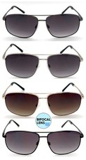 1 or 2 Pair Pilot Metal Frame Bifocal Sunglasses Night Driving Yellow Lens