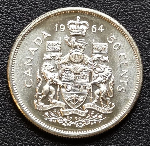 1964 Canada Silver 50-Cent Half Dollar Coin - Great Condition - 80% Silver