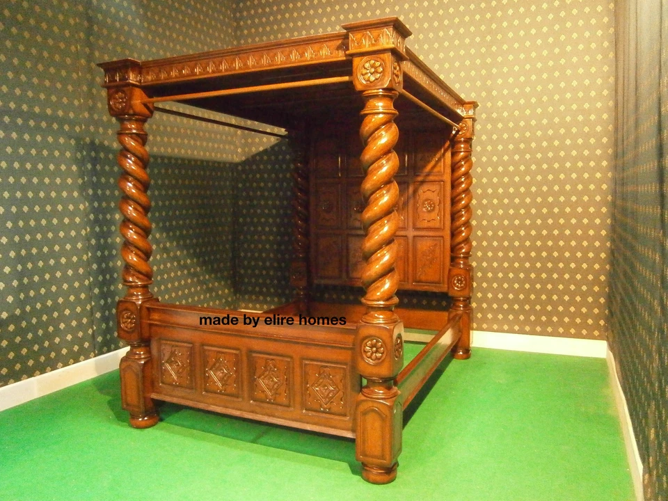 CAMA TUDOR ISABELINA A MEDIDA Super King Mansion caoba cuatro carteles dosel Foto 2 de 4