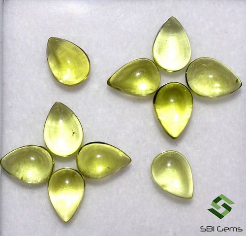 Natural Peridot Pear Cabs 6x4 mm 10 Pcs 5.86 Cts Parrot Green Loose Gemstones - Picture 2 of 6