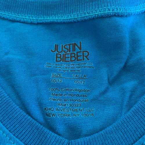 Nueva con etiquetas Camiseta Justin Bieber Tallas Infantiles 6-16 100% Algodón Mangas Largas Azul Blanco - Imagen 8 de 10