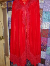 Red velvet Victorian cape with hood