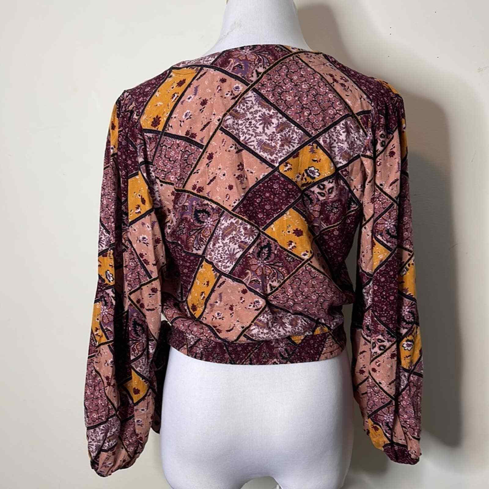 American Eagle Patchwork Wrap Top Size Small - image 6