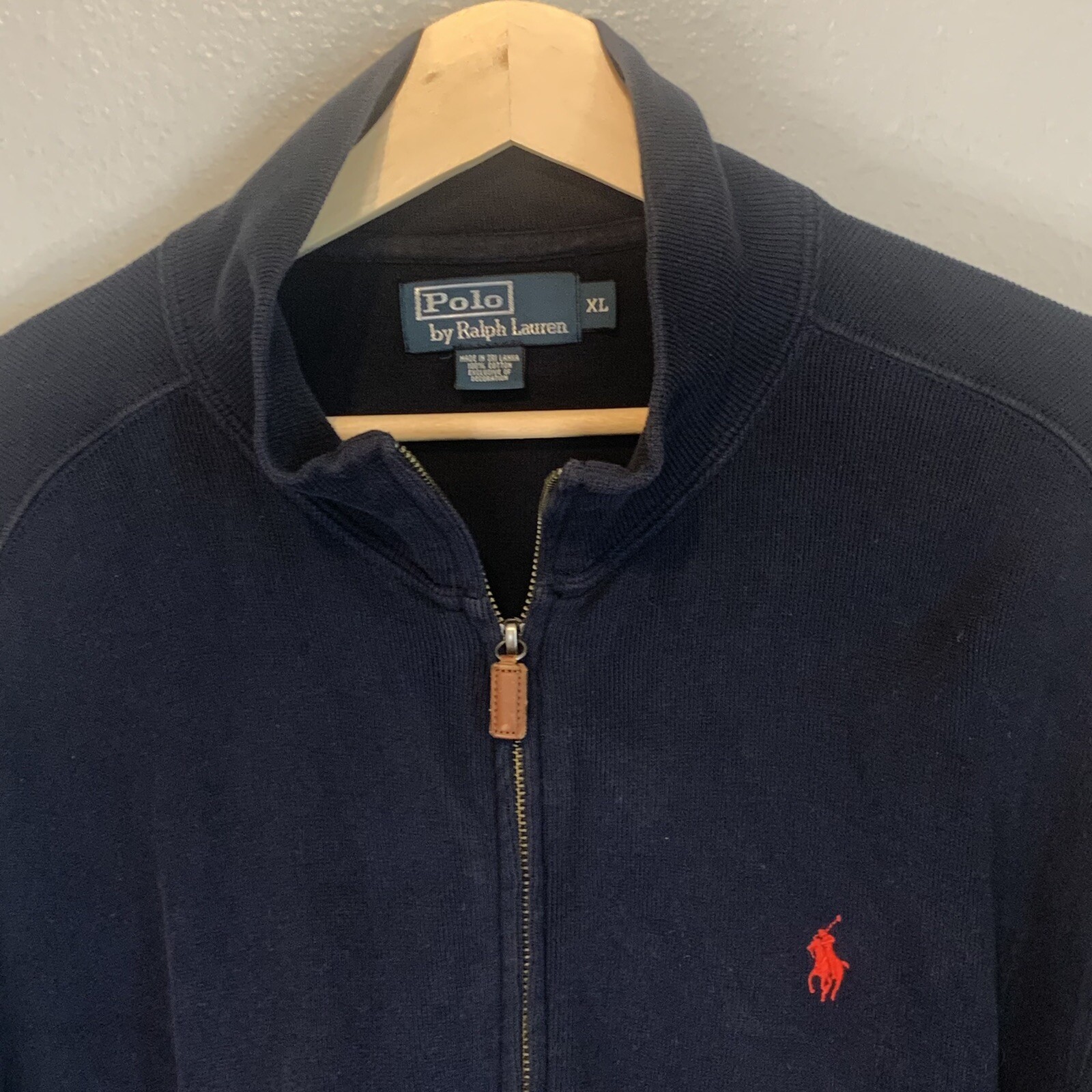 Polo Ralph Lauren giacca uomo XL full zip blu navy pony logo pista manica lunga