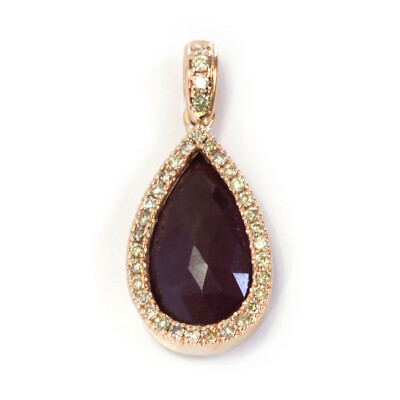 8,65 ctw natürlich keine Hitze Rubin & Diamant massiv 14k Roségold Halo Anhänger 1,1 Zoll L