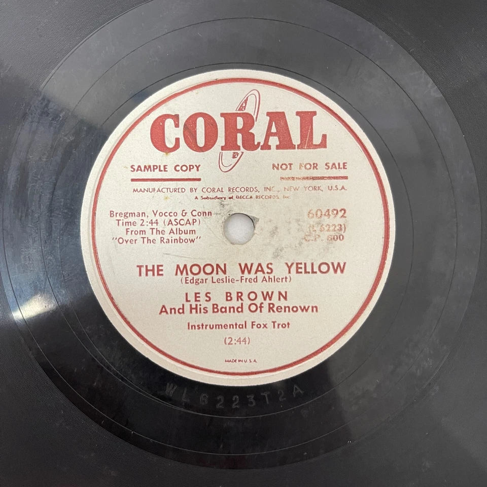 Les Brown - The Moon Was Yellow/Deep Purple 10", 78 RPM Coral - 60492 Promo - Image 2 of 2