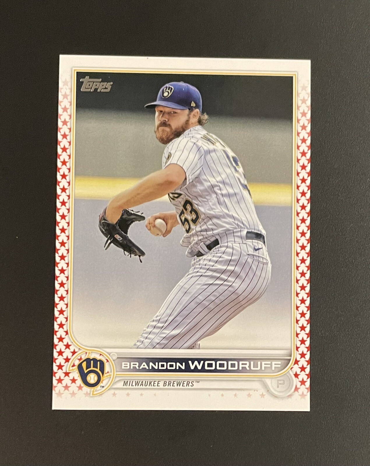2022 Topps Series 2 Brandon Woodruff /76 Independence Day Milwaukee Brewers #336