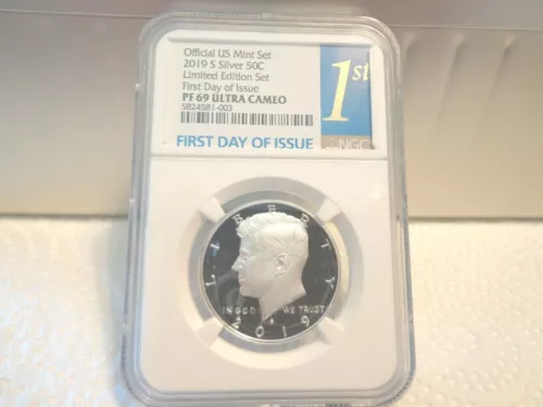 2019 S SILVER Proof Kennedy Half Dollar NGC PF 69 ULTRA CAMEO FDOI LIMITED ED SE