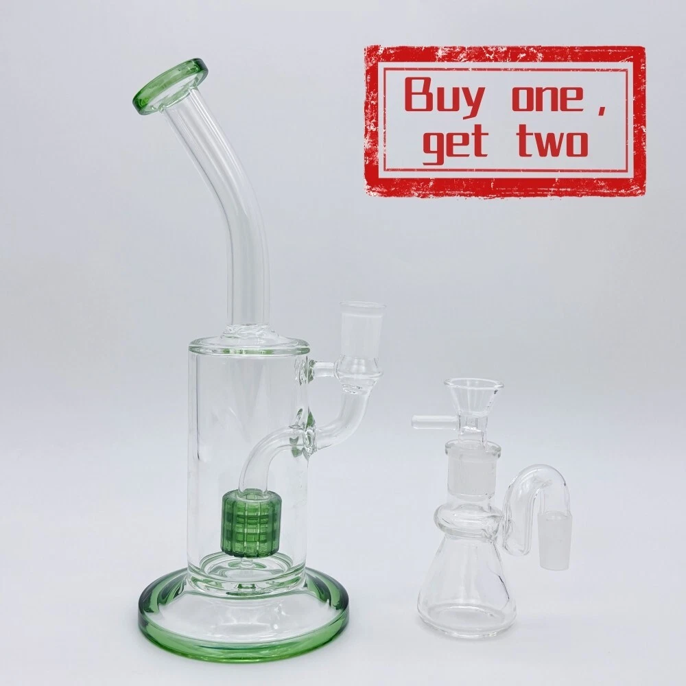 Premium 9" Heavy Glass Bong Matrix Perc Water Pipe Bubbler Hookah w Ash Catcher