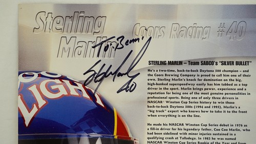Tarjeta del equipo de carreras Sterling Marlin Coors 1997 - autografiada por Sterling - Imagen 3 de 6