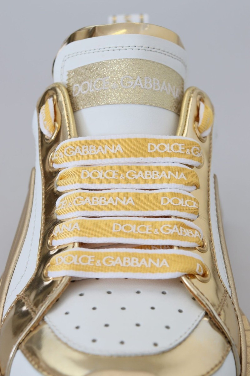 Dolce&Gabbana Super Queen Women Gold White Sneakers 100
