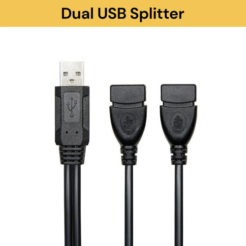 Double USB Extension 1Male To 2-Female Y Cable Cord Dual Adapter Splitter Type A - Picture 3 of 11