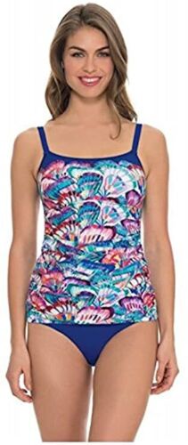 Profile by Gottex Madame Butterfly Scoop Neck Tankini Top~E632-1B33~8 - Picture 1 of 3