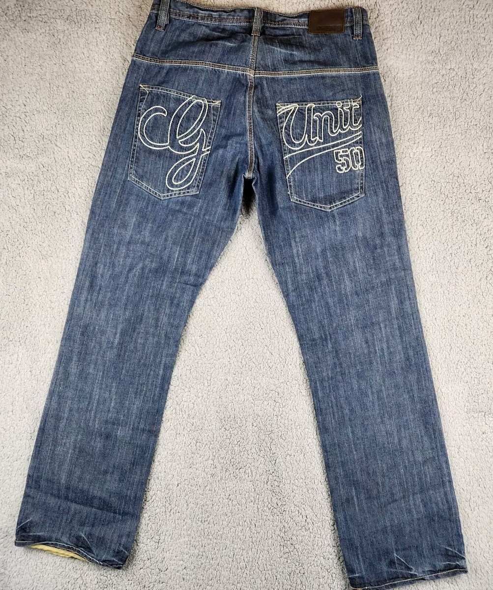 Vintage G Unit Heavyweight Blue Washed Jeans Embroidered 32 50 Baggy
