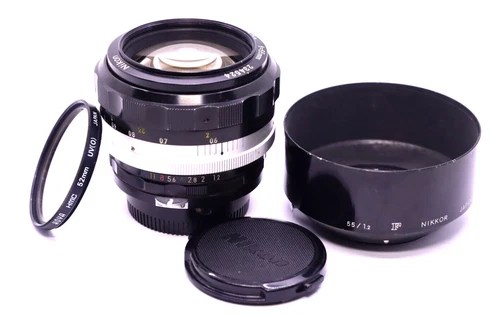 SUPERB NIKKOR-S 55mm f1.2 NIKON NON-AI 55/1.2 LENS F F2 w. HOOD free US shipping