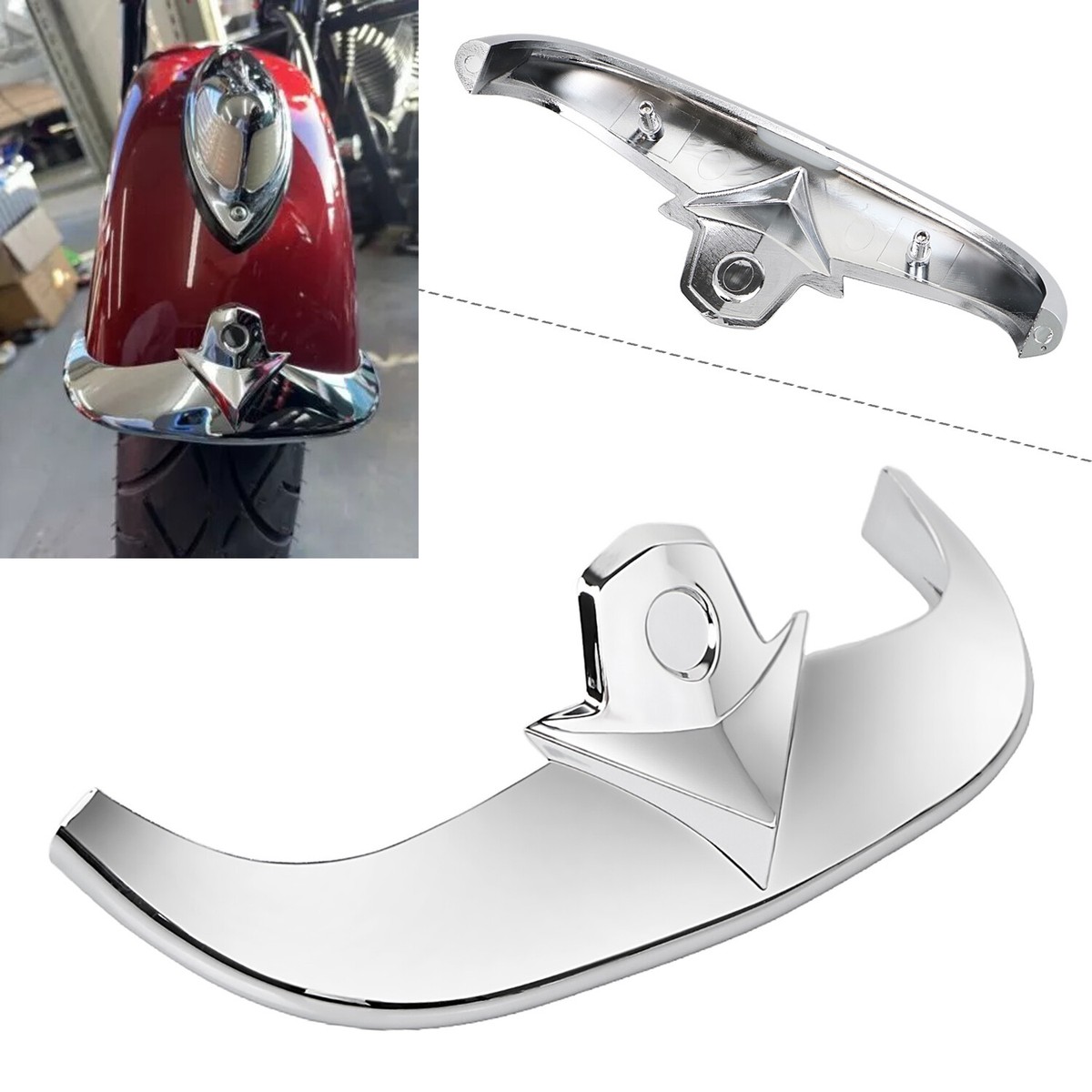 の*O様 Harley-Davidson FLSTS フェンダーチップ Chrome Front Fender Tip Trim For Harley Heritage Springer FLSTS