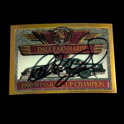 Dale Earnhardt HOF NASCAR VINTAGE signed card WINSTON ACRYLIC 1990 CHAMPION 🏁🏆