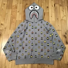 BAPE × Minion Milo Shark full zip hoodie Gray A Bathing Ape Size XL