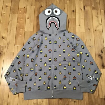 BAPE × Minion Milo Shark full zip hoodie Gray A Bathing Ape Size